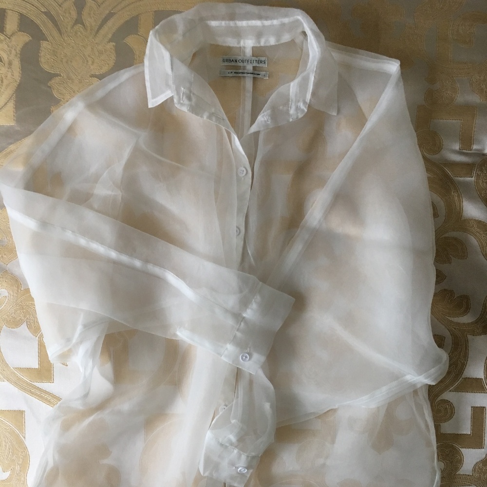 Urban Outfitters White See-through Blouse